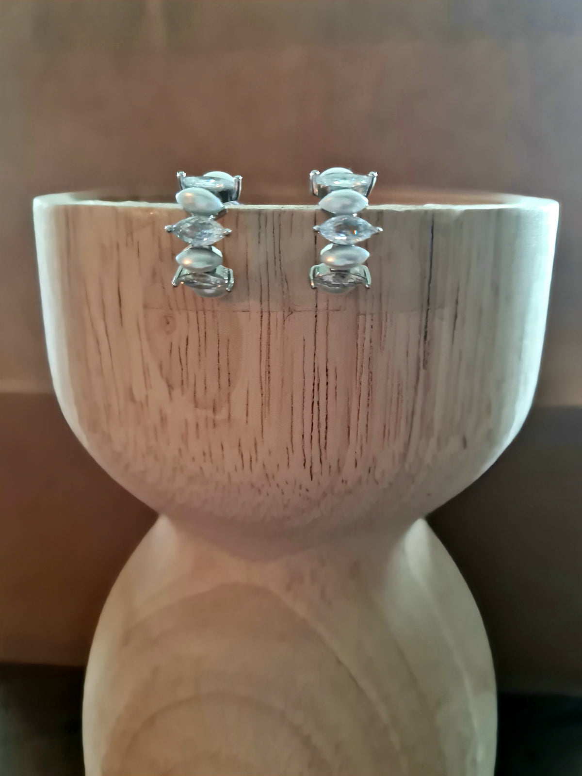 Crystal & Pearl Cuff Earrings