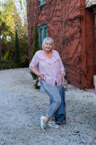 Linen Shawl Collar Top