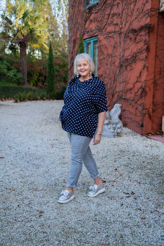 Linen Moku Polka Dot Top