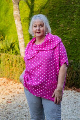 Linen Moku Polka Dot Top