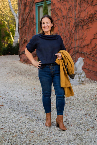 Linen Cowl Neck Top