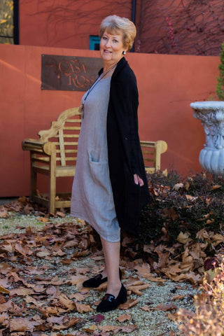 Linen Duster Coat Ragged Trim