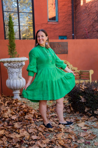 Linen Balloon Sleeve Dress