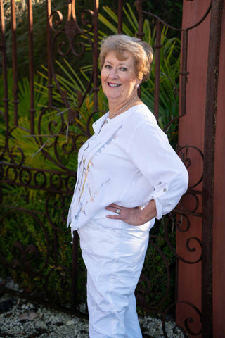 Linen Crop Cardi with Foil Detail