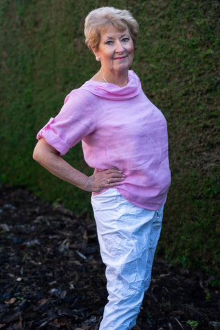 Linen Cowl Neck Top