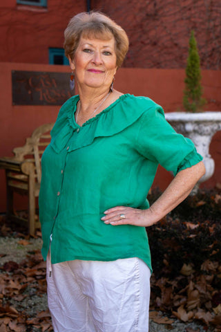 Linen Shawl Collar Top