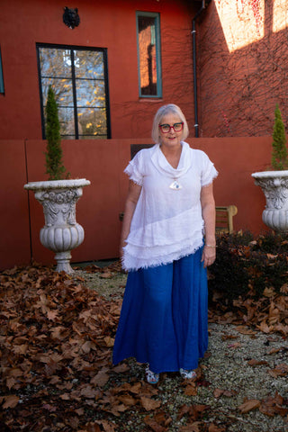 Linen Fringed Cowl Top
