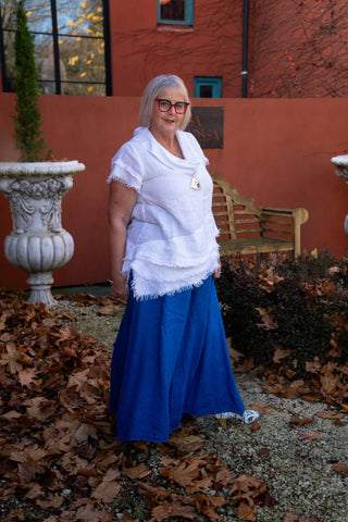 Linen Fringed Cowl Top
