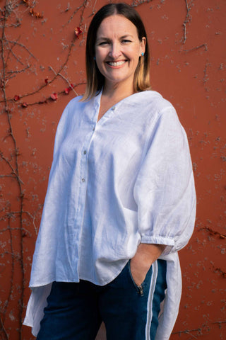 Linen Balloon Sleeve Tunic