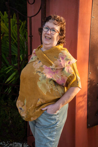 Helga May Linen Moku Blossom Top