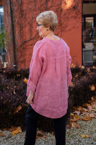 Linen Shirt Top Front Panel