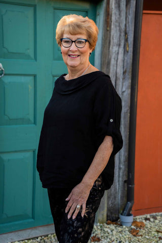 Linen Cowl Neck Top