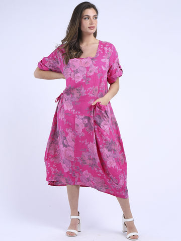 Linen Vintage Rose Dress - Plus Size