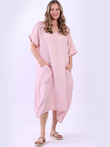 Linen Pleated Pocket Dress - Plus Size