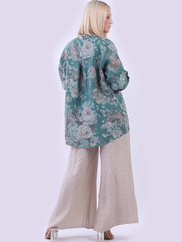 Linen Floral Buttoned Top