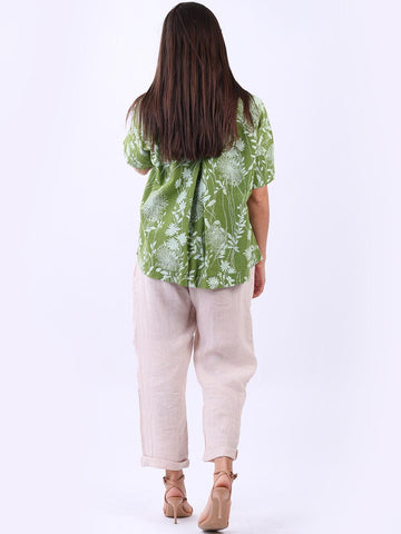 Linen Floral Crop Top