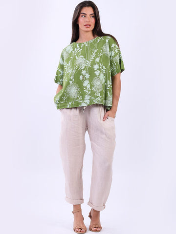 Linen Floral Crop Top
