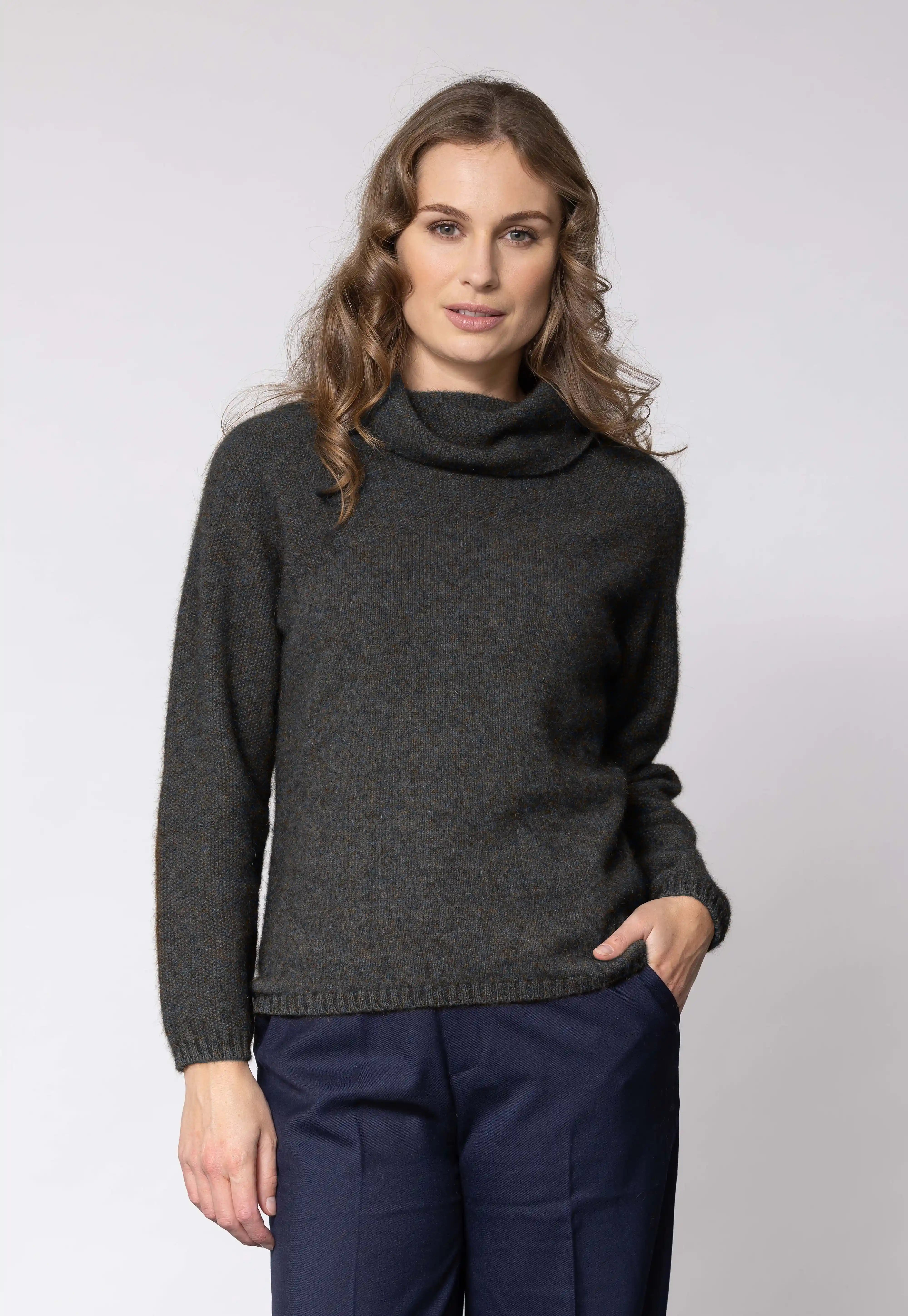 Noble Wilde Moss Stitch Cowl Jumper