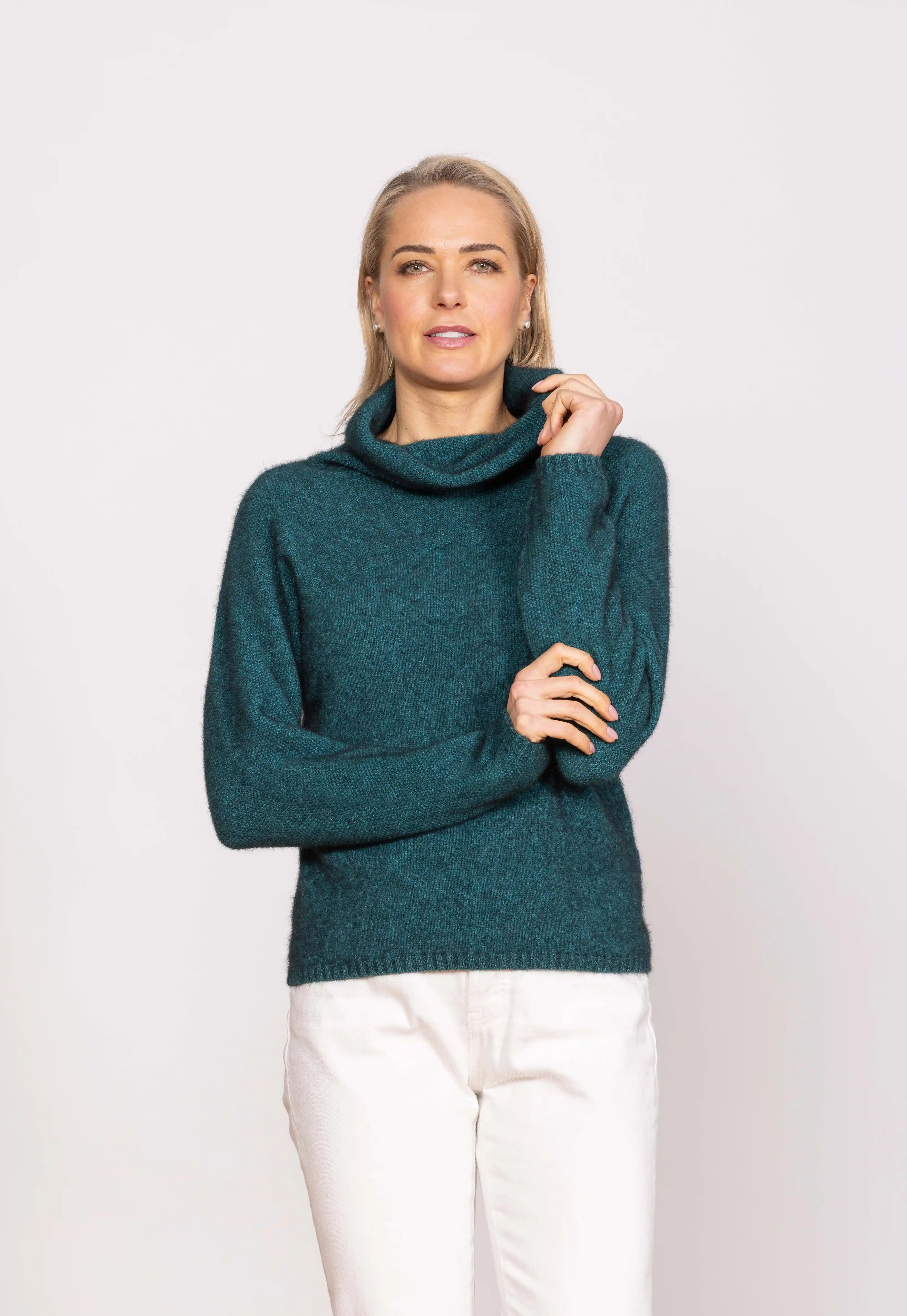Noble Wilde Moss Stitch Cowl Jumper