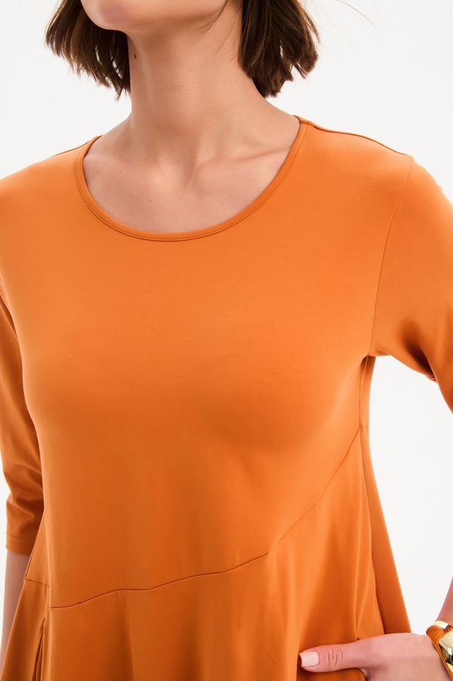 Tirelli - Diagonal Seam Winter Dress in Amberstone