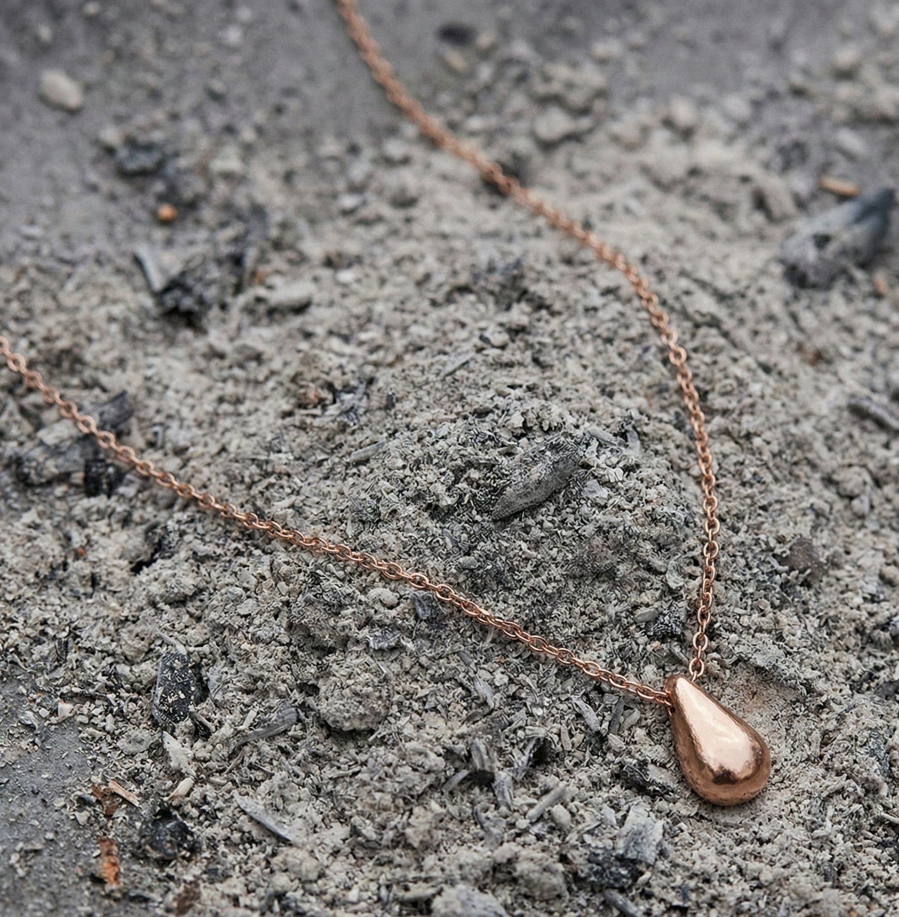 Rose gold necklace with a teardrop pendant in Rose Gold Alexandra Jewellery Range at Linens & treasures