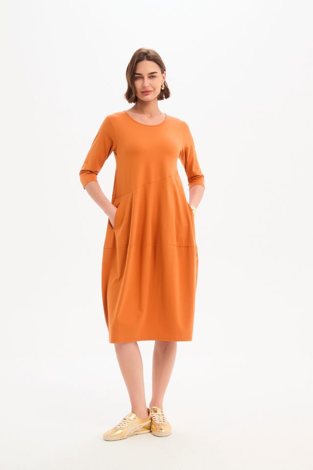 Tirelli - Diagonal Seam Winter Dress in Amberstone