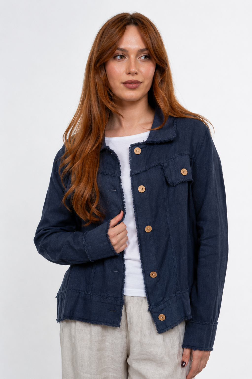 Corte Linen Jacket Navy