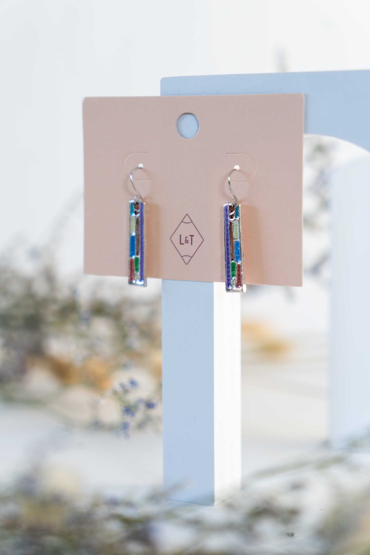 Metal Drop Coloured Earrings