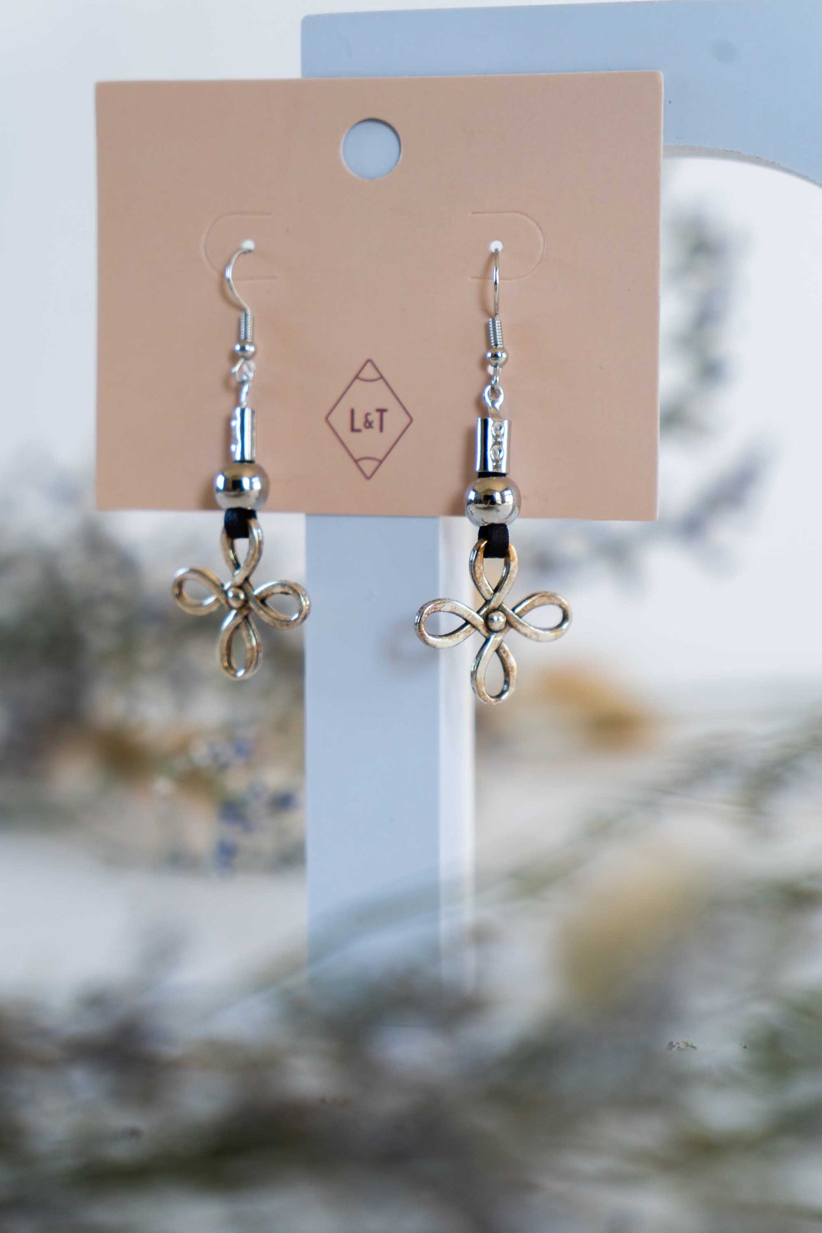 Metal Flower Drop Earrings