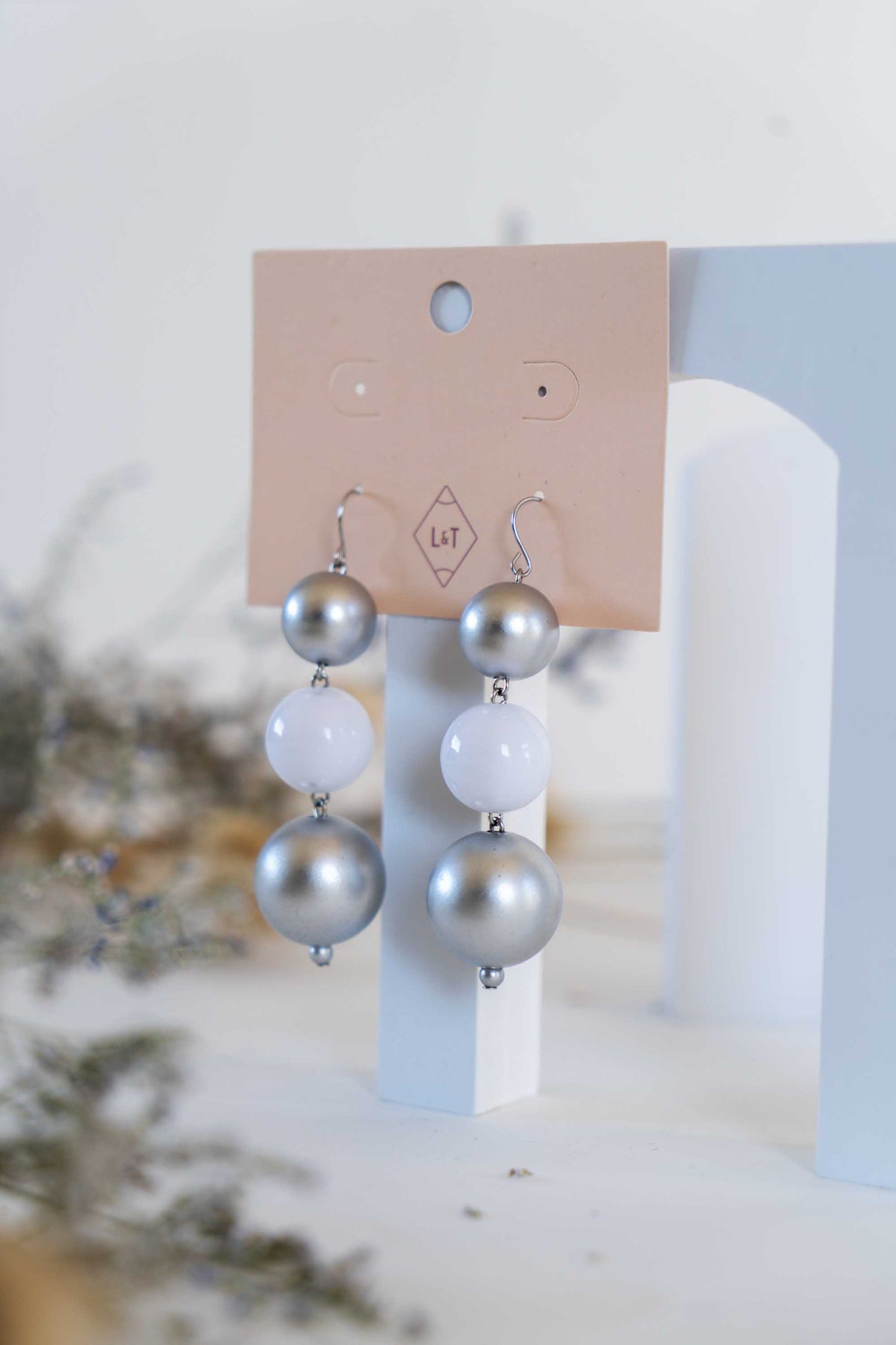 Silver & Resin Ball Earrings