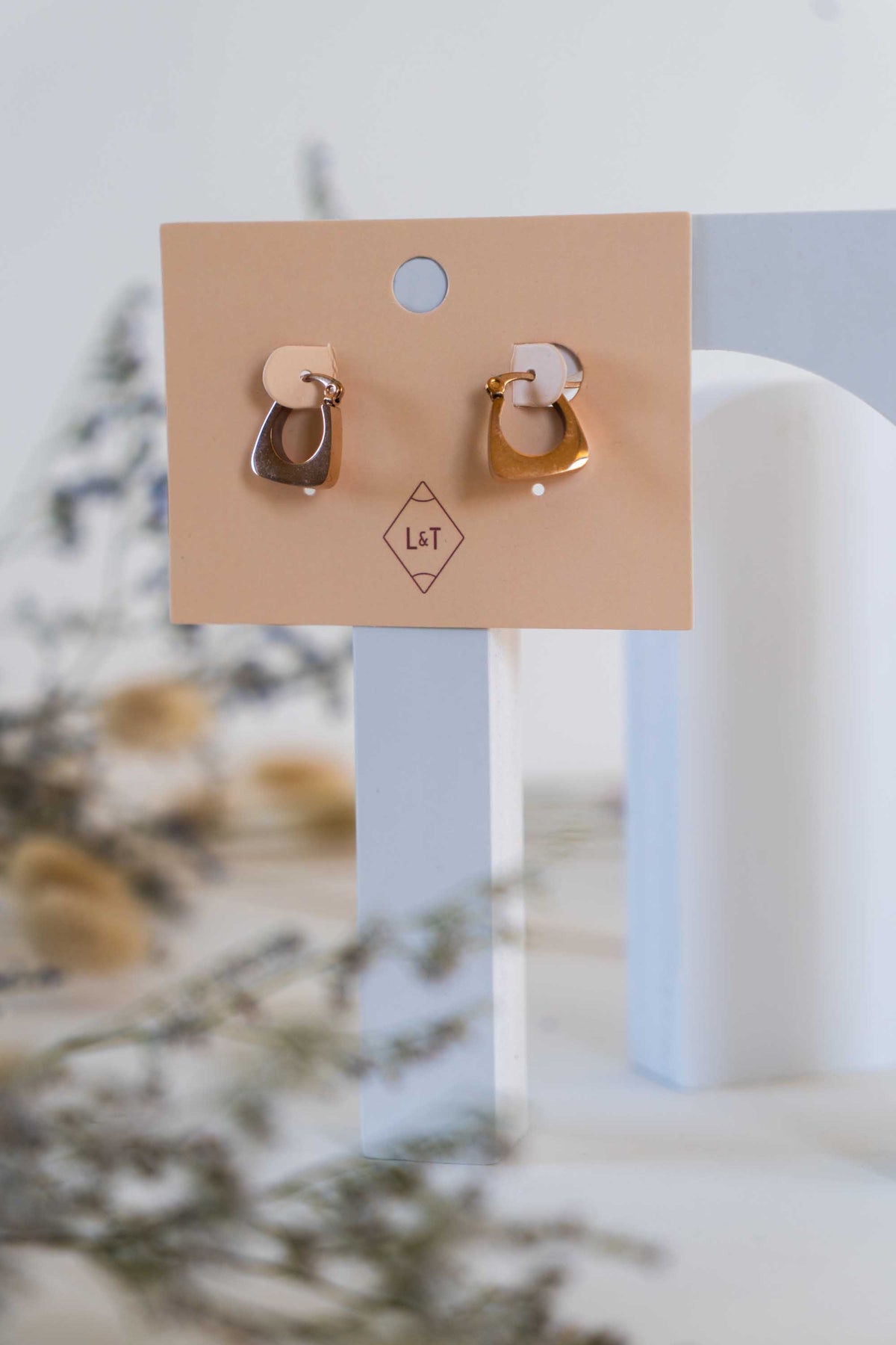 Rose Gold Square Huggie Earrings