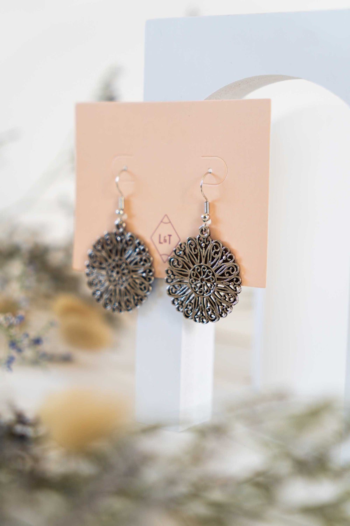 Silver Filigree Disc Earrings