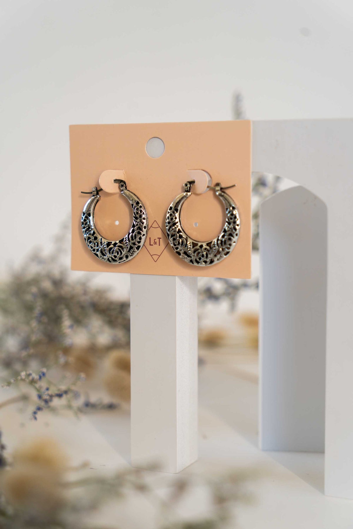 Silver Filigree Hoop Earrings