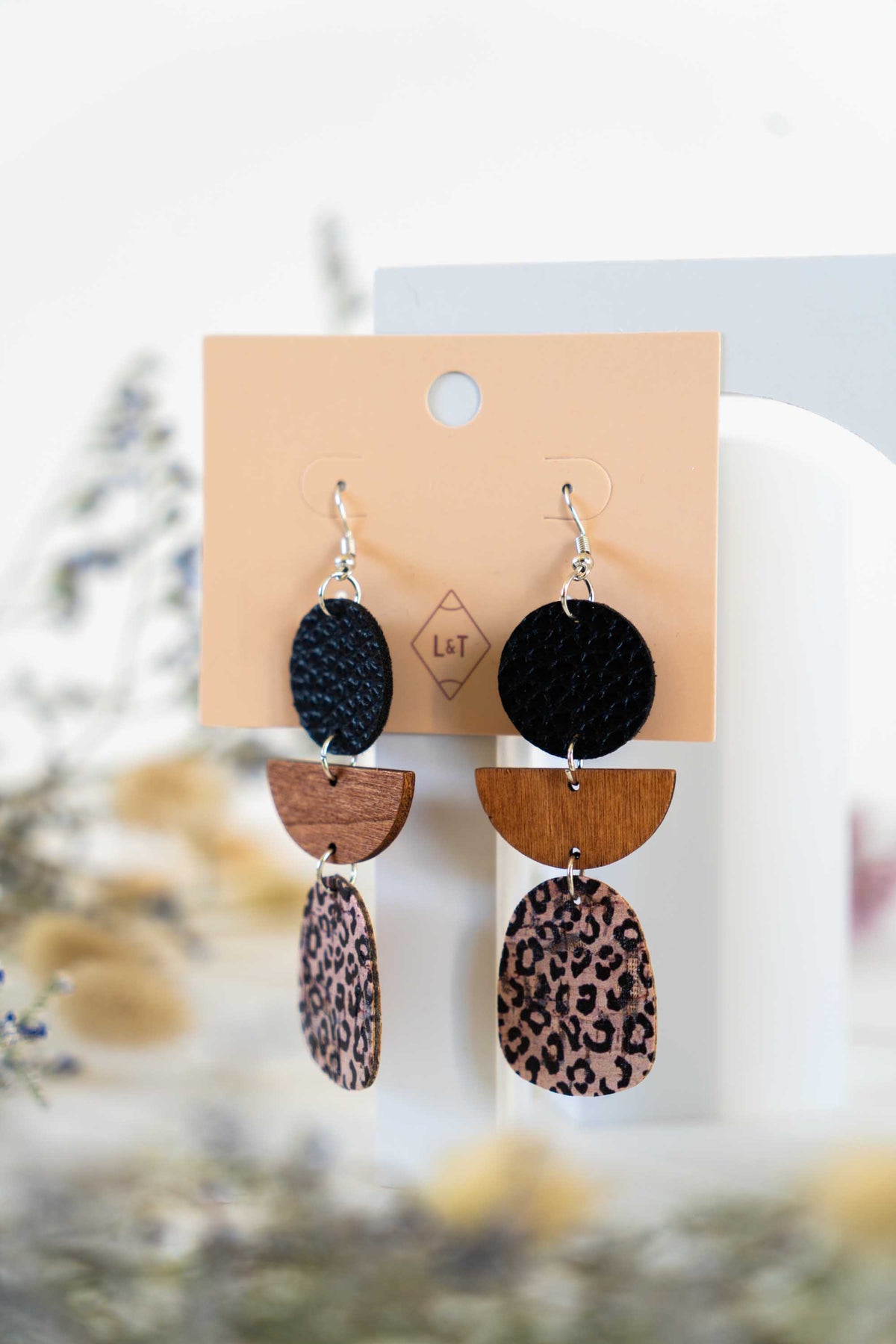 Leather Animal Print Earrings