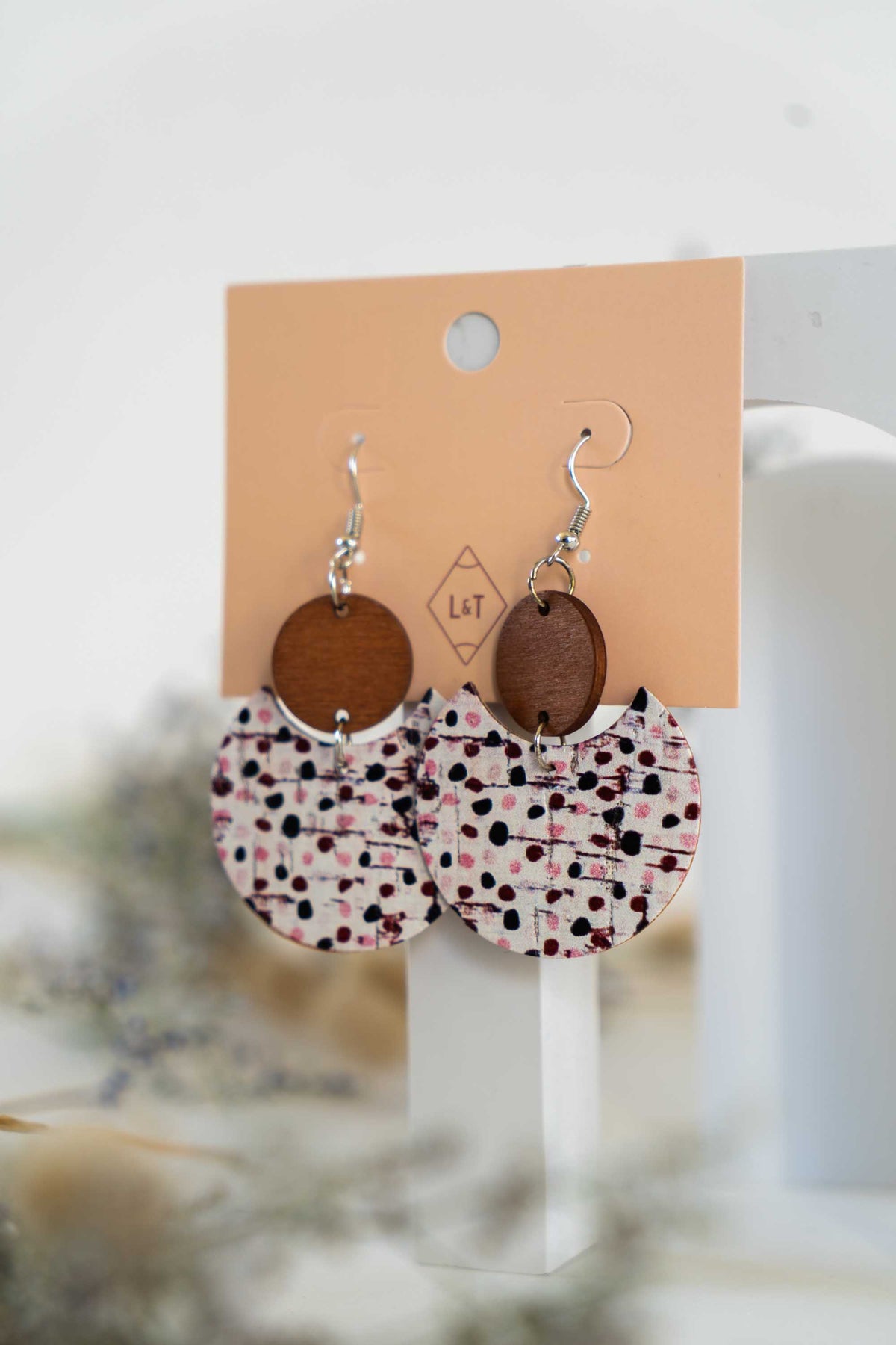 Cork Textured Spot Earrings
