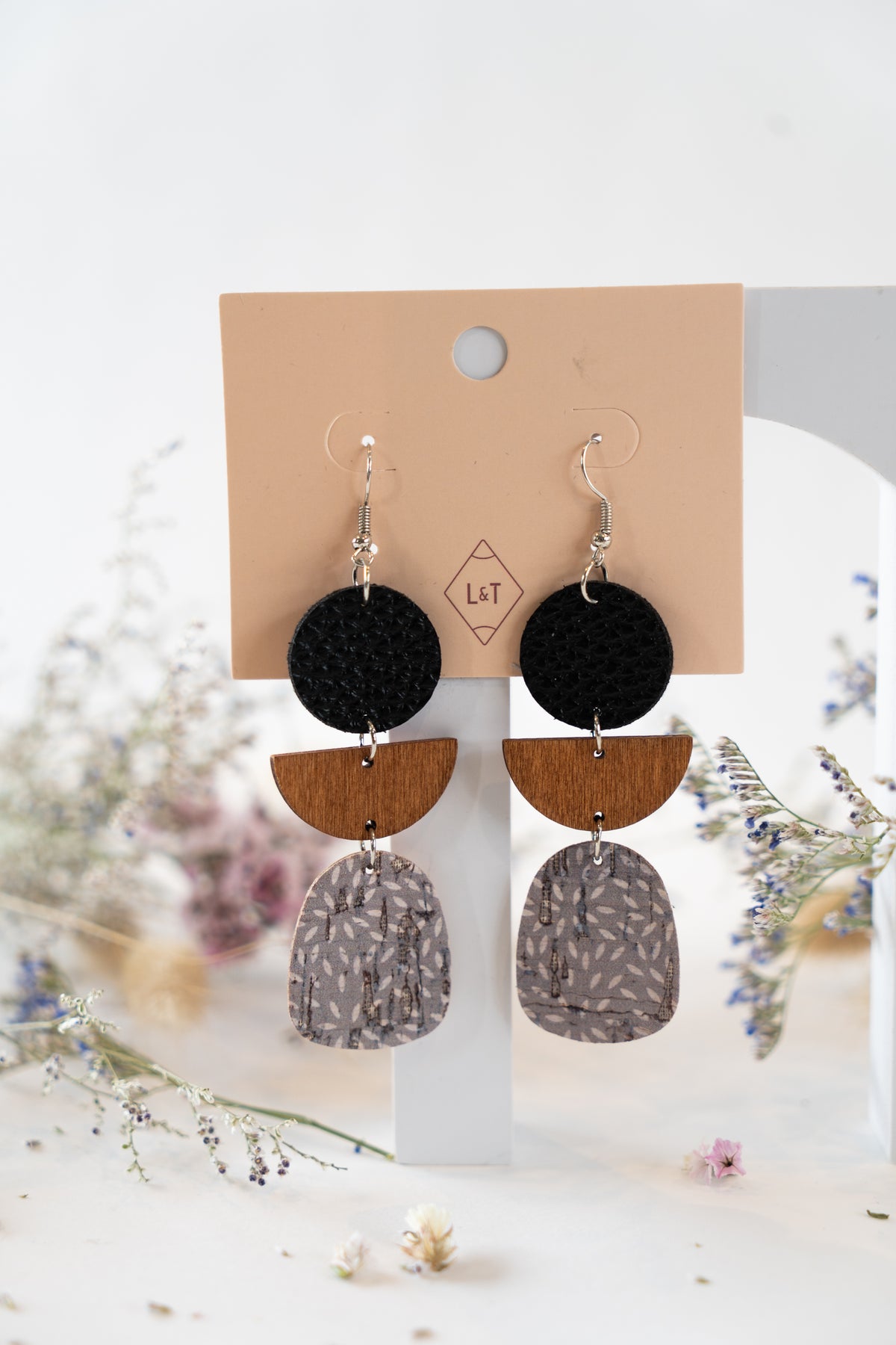 Leather Animal Print Earrings