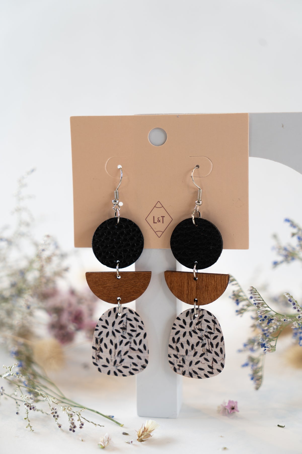 Leather Animal Print Earrings