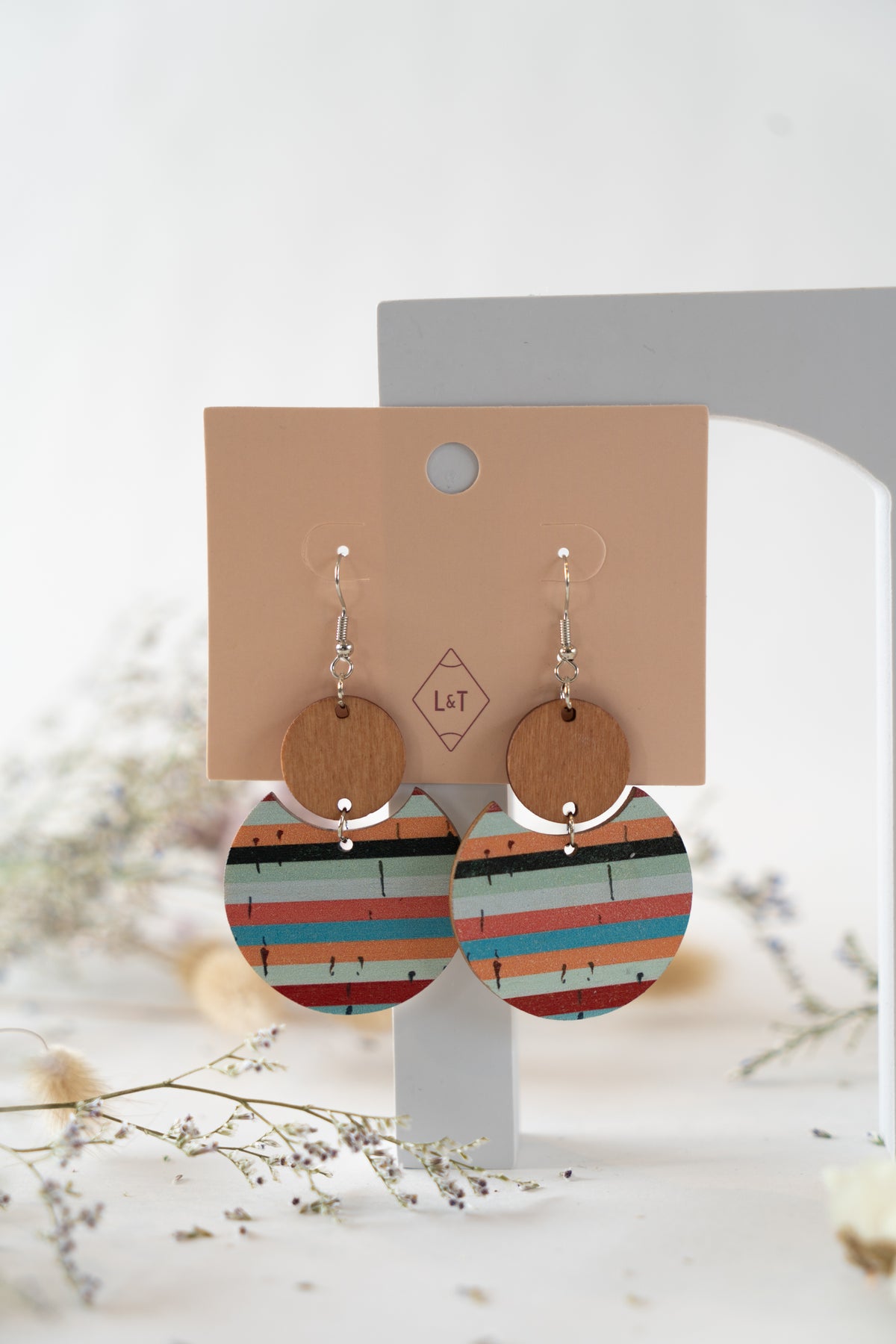 Wood Striped Earrings