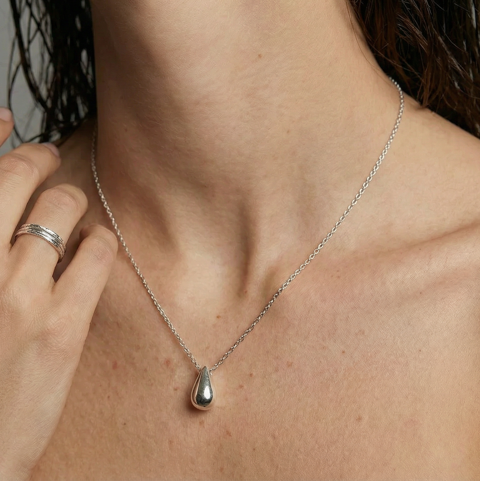 Sculpted Rose Gold Droplet Necklace | Relic