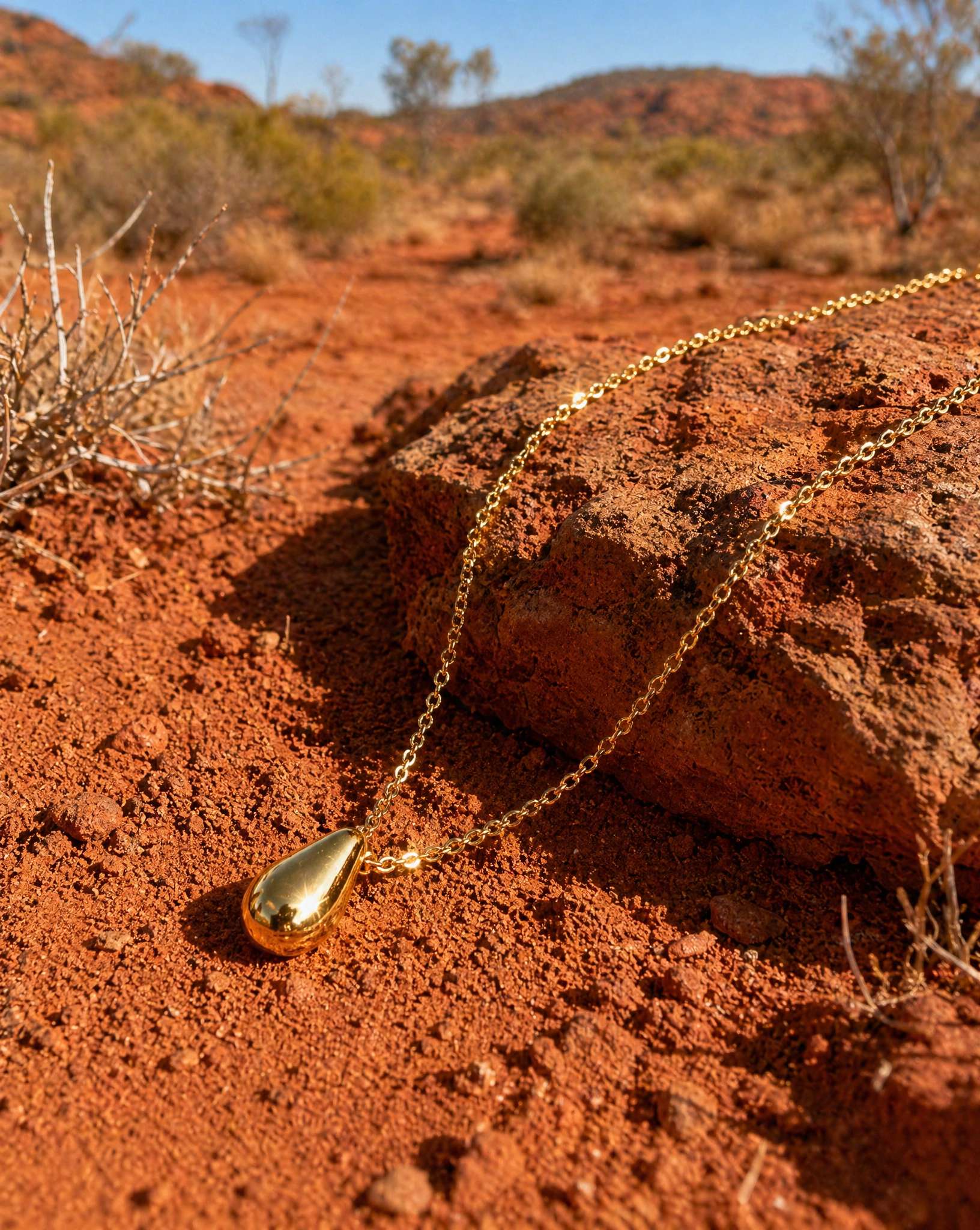 Sculpted Rose Gold Droplet Necklace | Relic
